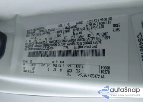 2012 Ford E-350 Super Duty Xlt from USA, damaged, VIN 1FBSS3BL8CDA26486